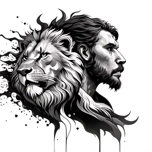 Man & Lion Head Emerging