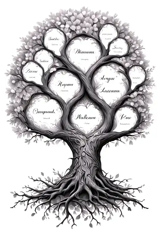 Family Tree Including 5 Kids Names Intertwine