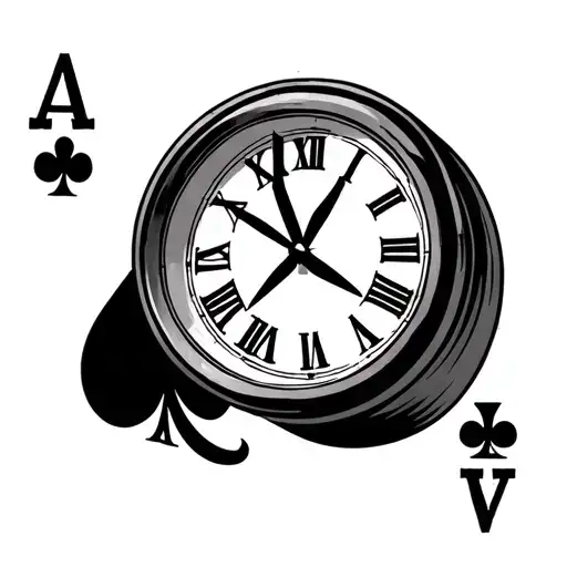 Clock With Ace Of Spades Symbol