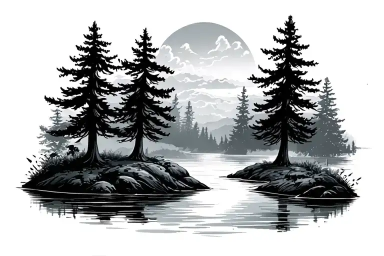 Background With Trees And A River