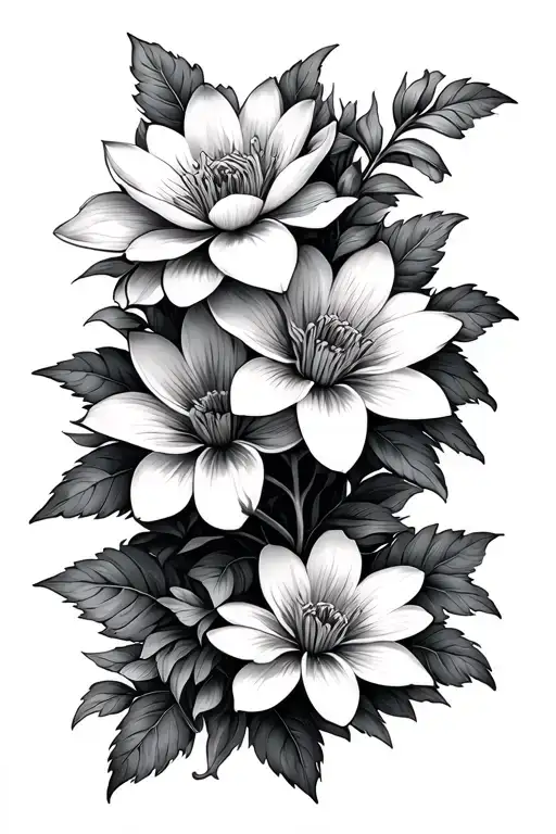 Water Lily Flower Morning Glory Vine And Cosmos Flower