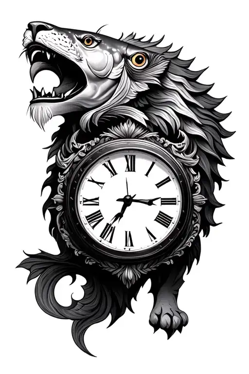 Fish And Lion Clock