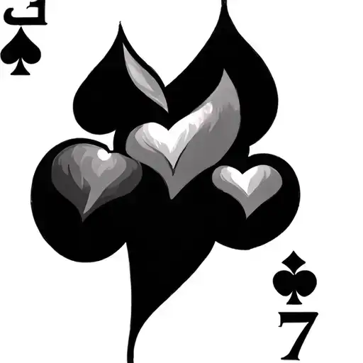 A Heart Poker 7 Card With The Bottom Of The Card That Fads And Each Heart Of The Tear Card