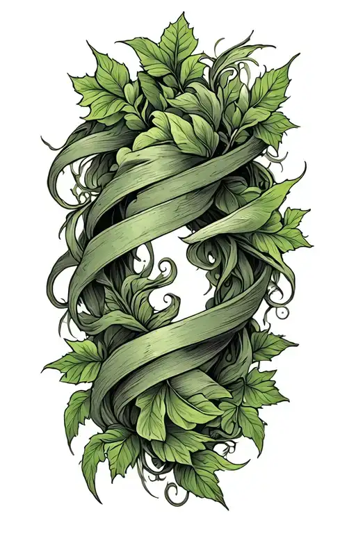 Green Vines Wrapping Around The Arm Tattoo Design