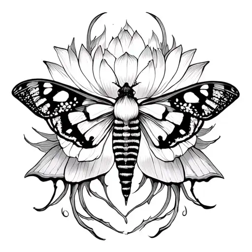 Lotus Flower And Death Moth Tarot Card
