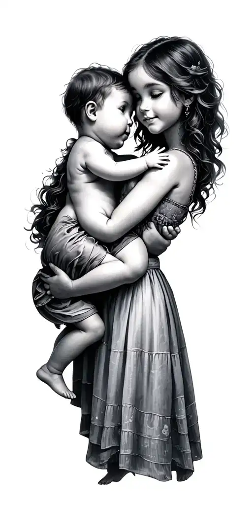 Two Girl Baby's Holding Girl And Boy