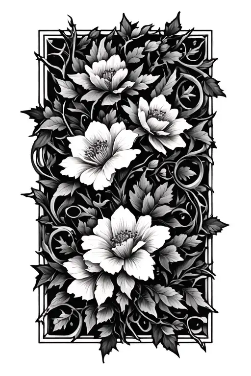 Floral Vines And Greenery And Thorns