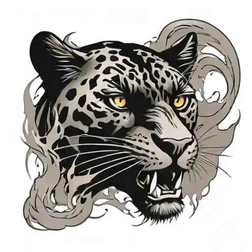 Silhouette Of Panther With Fire Around It