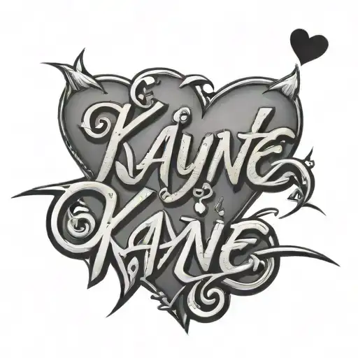 The Name Kayne With A Little Love Heart In Cursive Writing