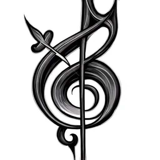 Bass Clef And Cross Intertwined