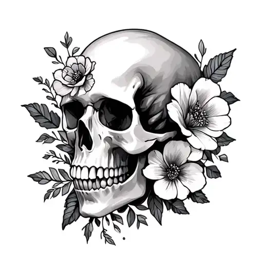 Skull And Flowers Feminine