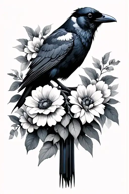 Crow Holding Flowers