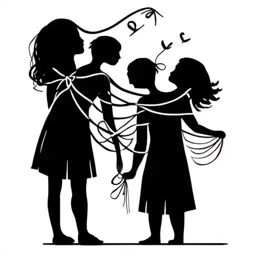 Mum Kids String Tied