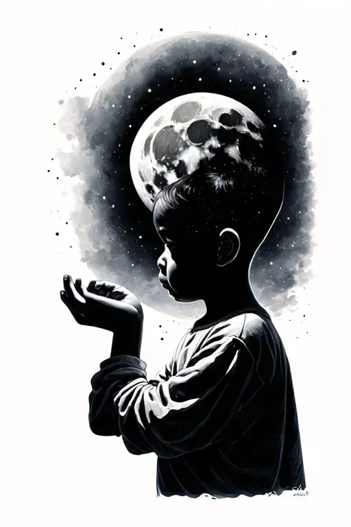 Baby Boy Looking At The Moon