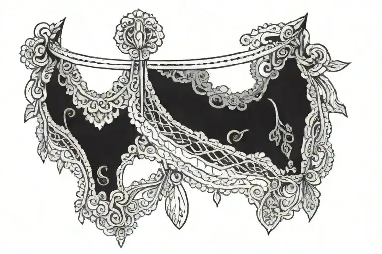Garter Belt With Lace Pattern And Stuff Hanging From It