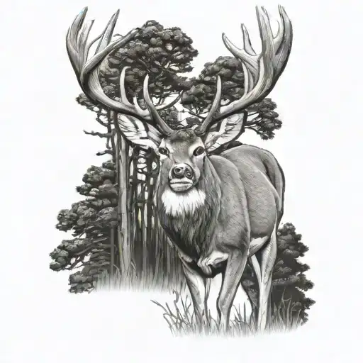 Whitetail Buck Standing In Woods