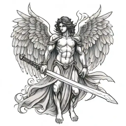 Fallen Angel Holding A Sword