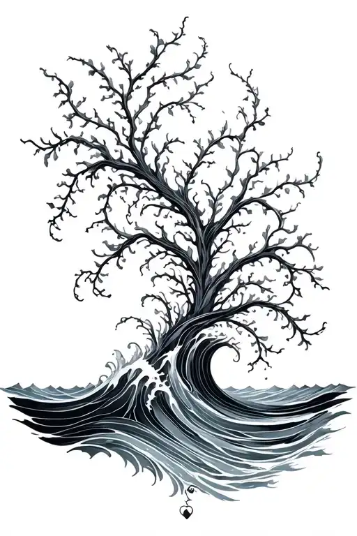 Vines Growing Into Ocean Waves