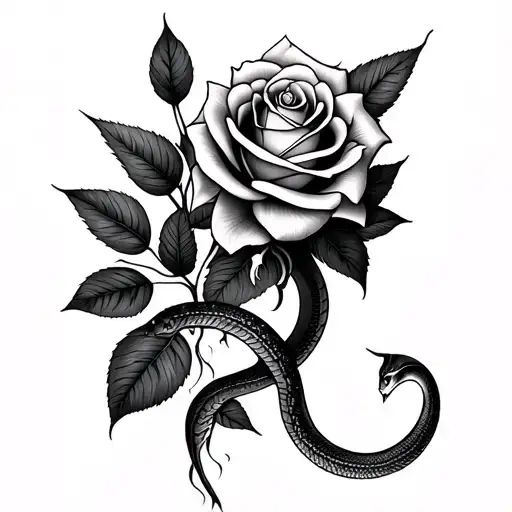 Nature Themed Tattoo That Can Connect To Lightning And Also To A Rose And Snake