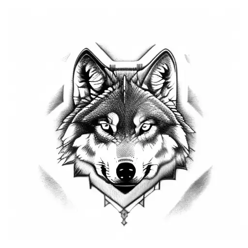 Sleeve Tattoo Wolf With One Blue Eye And One Brown Sleeve