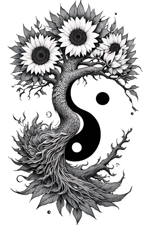 Phoenix Moon Tree Sunflower Yin Yang Woman Spirituality