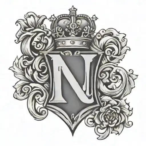 Letter N With Men Crown
