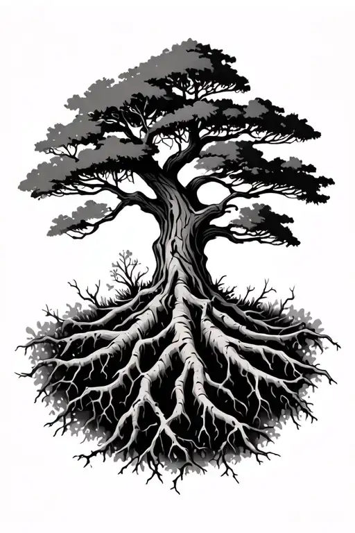 Tree With Small Roots With A Few Branches Sticking Out Of It