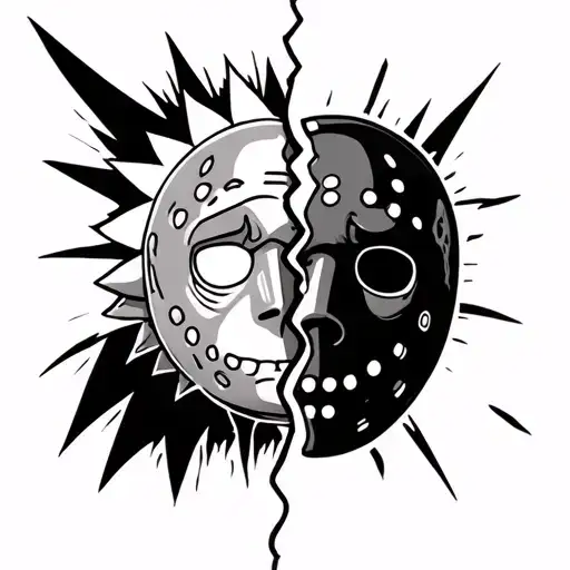 Morty And Hockey Mask Split In Half