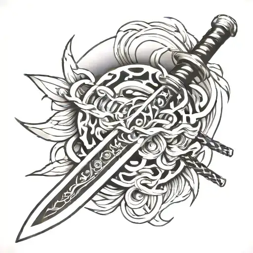 Katana And Brushstroke