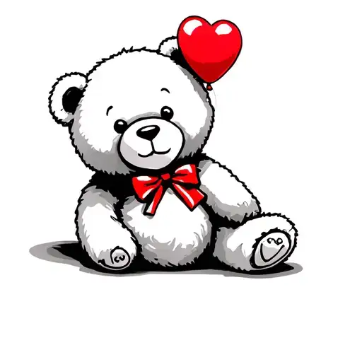Teddy Bear Hand In Red Heart Baloon