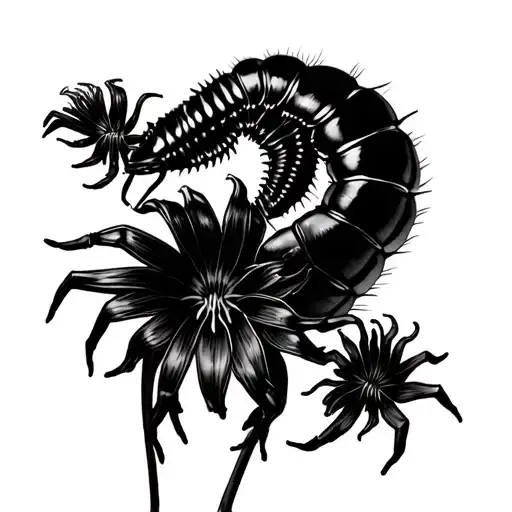 3-4 Red Spider Lily's With A Centipede Rapped Around Them And Make It Look Like From Tokyo Ghoul