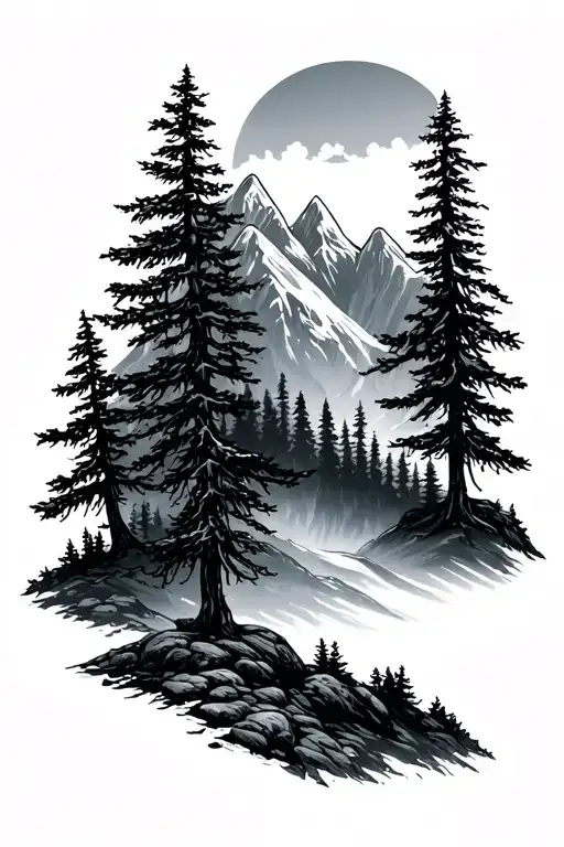 Mountains And Trees
