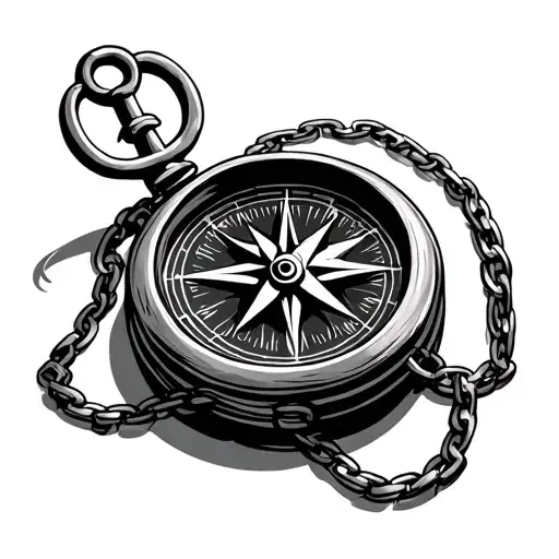 Compass With Chain Wrapped With Anchor On The End