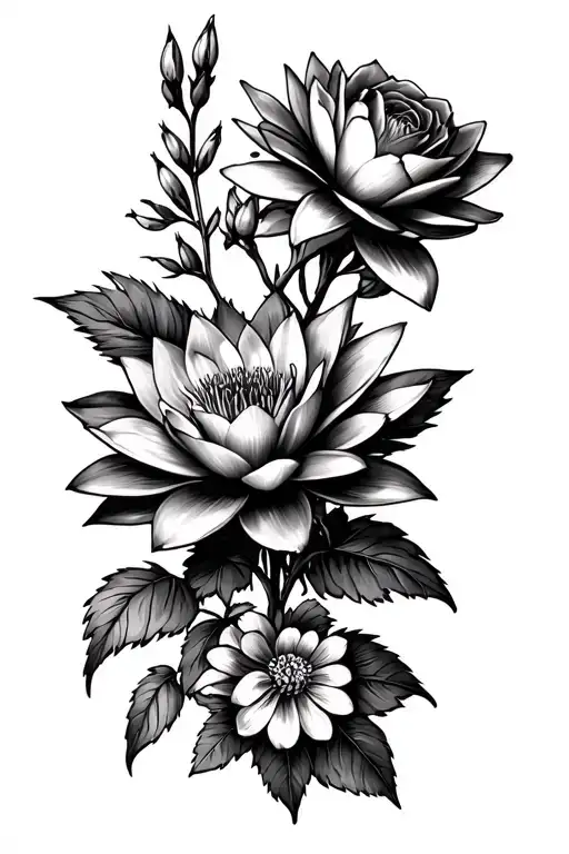 Larkspur & Water Lily & Honey Suckle & Rose