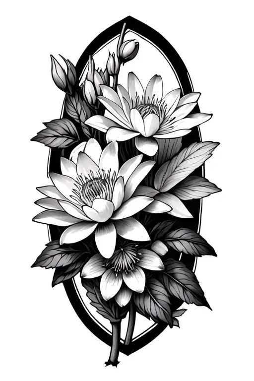 Larkspur & Water Lily & Honey Suckle Flowers