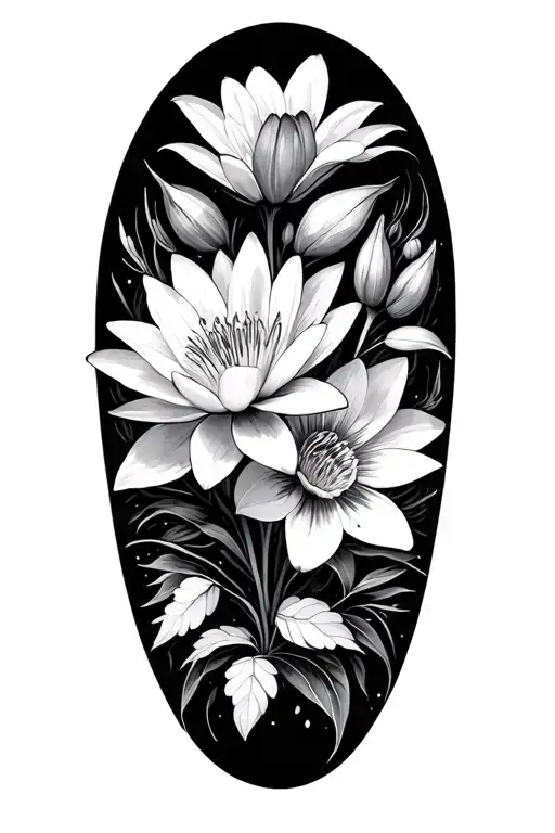 Larkspur & Water Lily & Honey Suckle Flower Sleeve