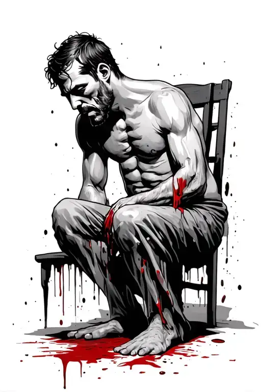 Father Feeling Beaten Down And Bloody Waiting