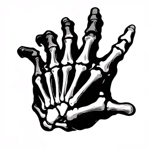 Skeleton Hand Print 4 Fingers And A Thumb Print