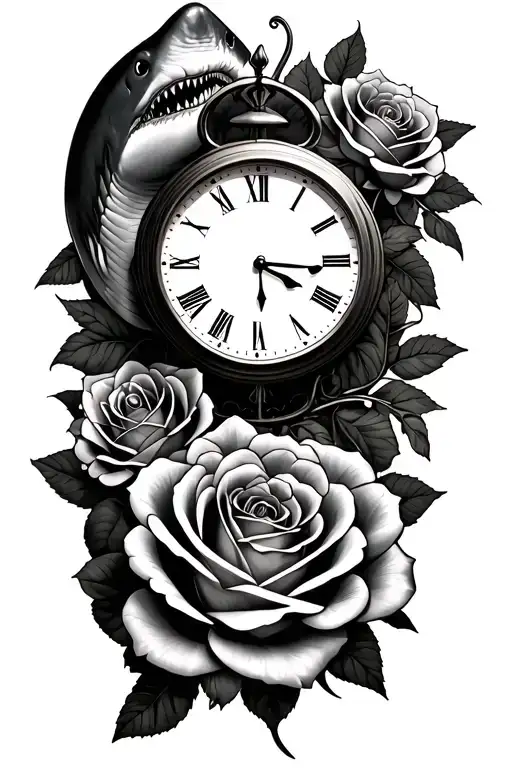 Sharks Clock Roses Intertwined