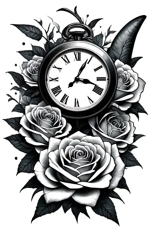 Sharks Clock Roses Intertwined