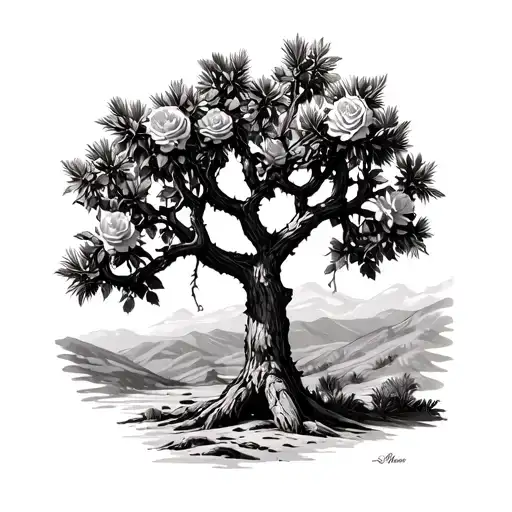 A Joshua Tree With A Rose Vine