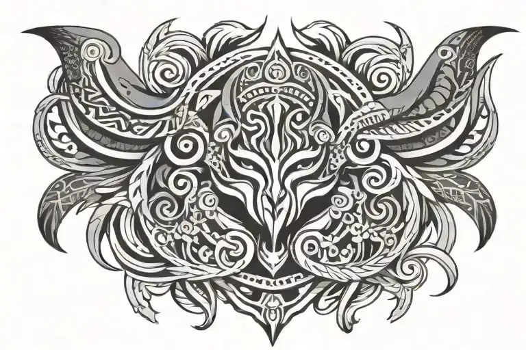 Tribal Shoulder Tattoo Design Combining Elements