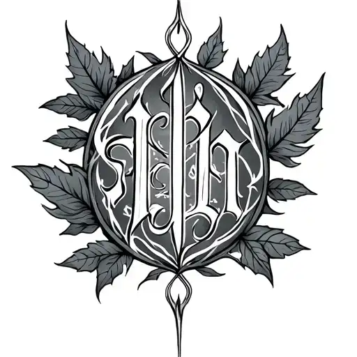 Elvish Writing With Leaves Around It