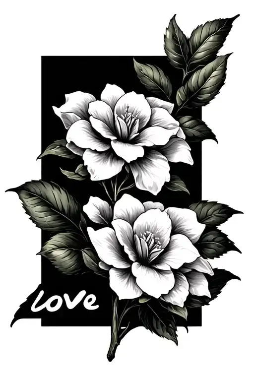 Cool Gardenia Flower With The Word 'Love' Written Along The Stem