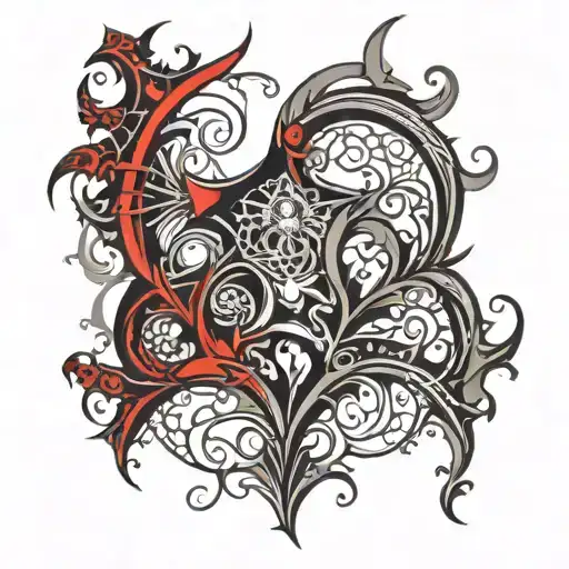 Abstract Gothic Red-and-black Pattern