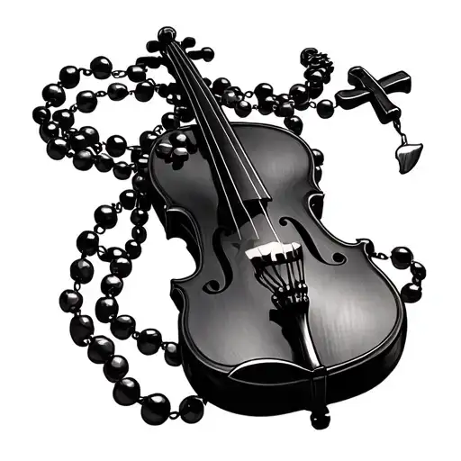 Rosary Beads Intertwined Violin Strings Transforming