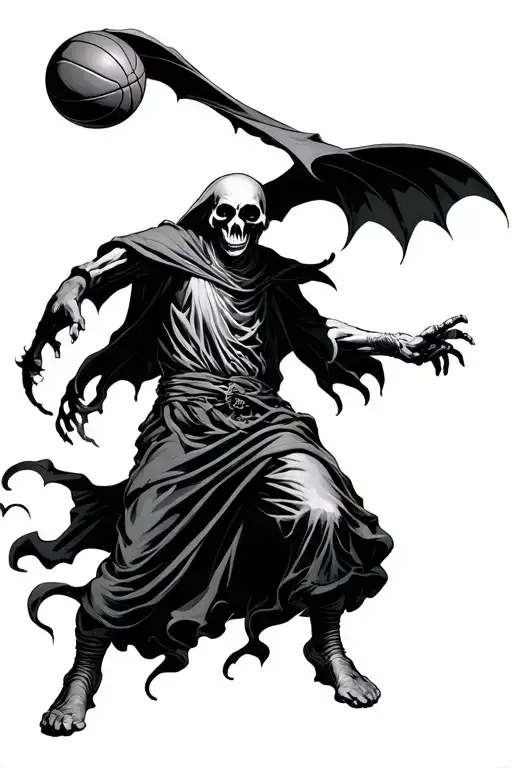Grim Reaper Spinning Basketball