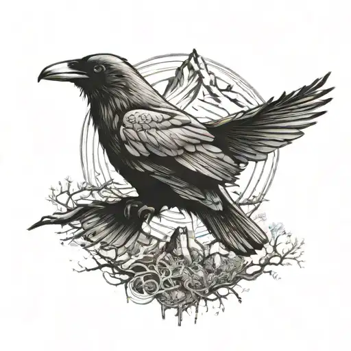 Raven With The Scottish Highlands