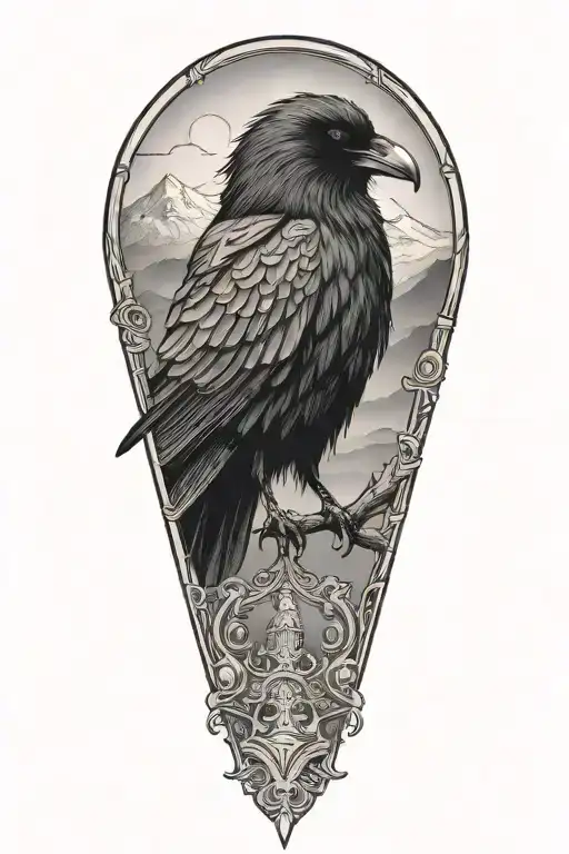 Raven With The Scottish Highlands