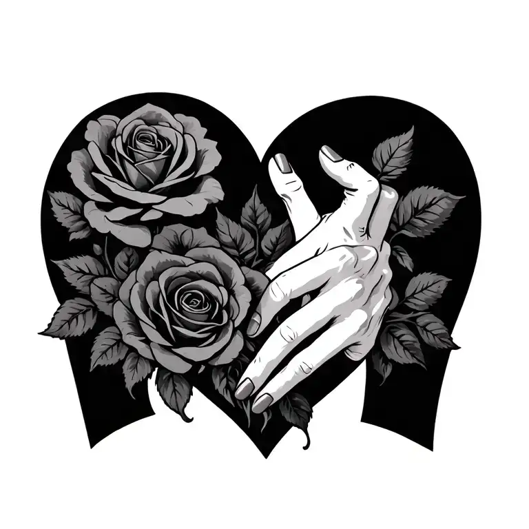 Heart Intertwined With Roses And Hands Holding